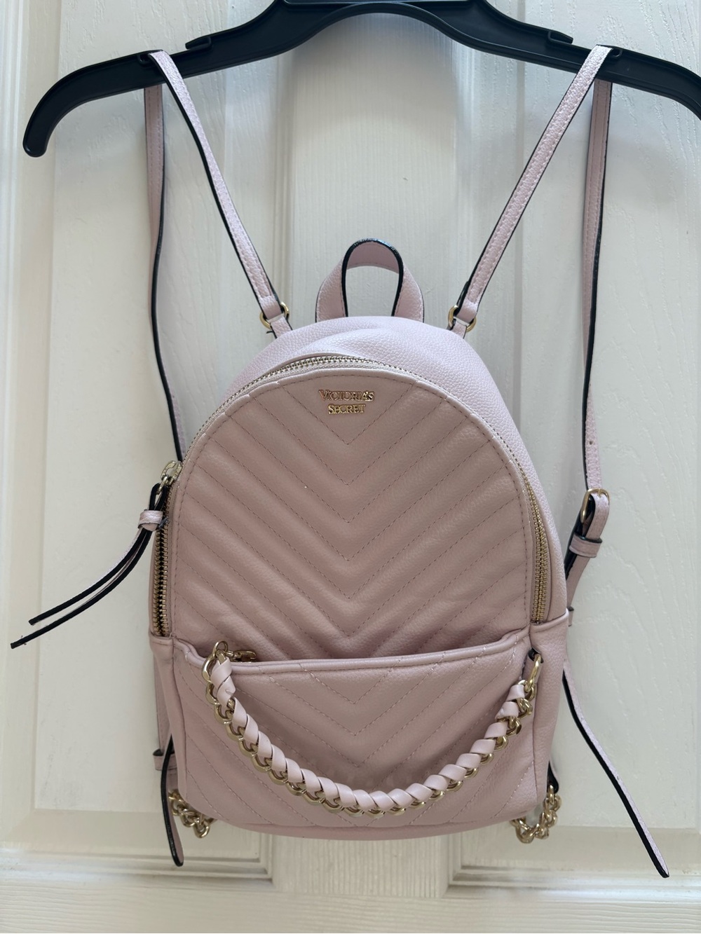 Victoria's Secret Pink Quilted Mini Backpack with Gold Chain